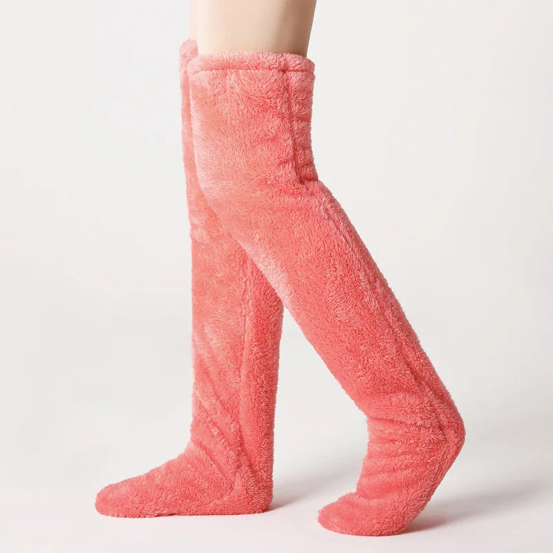 Leg Warmers Storing Winter Fluffy Warm Leg Cover Home over Knee Socks Thick Koolo Leg Warmers Bed Long Socks Warm Socks